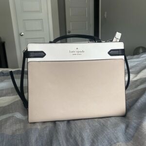 kate spade Cream, White & Black Trim Leather Satchel